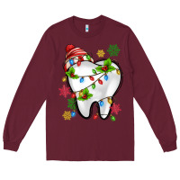 Burgundy Christmas Teeth Dentist Long Sleeve Tee - MaliasSmallBusiness