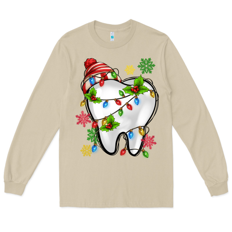 Christmas Teeth Dentist Long Sleeve Tee by MaliasSmallBusiness | Teevron