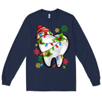 Navy Christmas Teeth Dentist Long Sleeve Tee - MaliasSmallBusiness