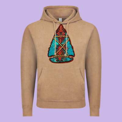 Turquoise Glitter Aztec Arrowhead Vintage Hoodie Designed By Jasminsmagicworld
