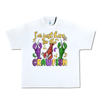 White i'm just here for the crawfish Urban Heavy Tee - MaliasSmallBusiness