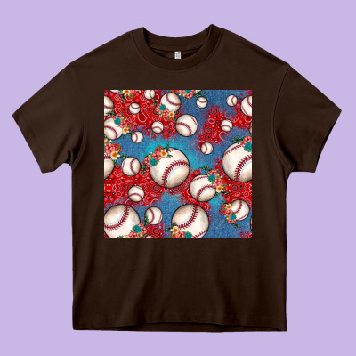 Baseball Paisley And Jean Pattern, Baseball Seamless Pattern Heavy Core Tee Designed By Jahusdesignshop