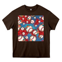 Chocolate Brown baseball paisley and jean pattern, baseball seamless pattern Heavy Core Tee - JahusDesignShop