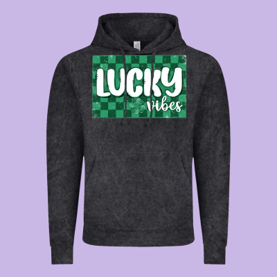 Lucky Vibes Vintage Hoodie Designed By Maliassmallbusiness