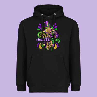 Mardi Gras Fleur De Lis Heavyweight Hoodie Designed By Cowgirlartshop