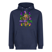 Navy mardi gras fleur de lis Heavyweight Hoodie - CowGirlArtShop