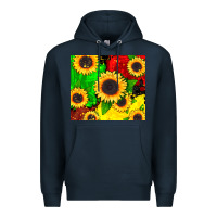 Navy juneteenth sunflowers Premium Hoodie - CowGirlArtShop