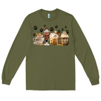 Army Green Dog Mom Coffee Lover Coffee Cups Long Sleeve Tee - MaliasSmallBusiness