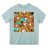 Arona baseball leopard turquoise sunflower seamless pattern Heavy Core Tee - JahusDesignShop