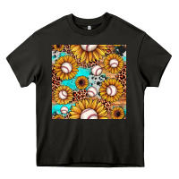 Asphalt baseball leopard turquoise sunflower seamless pattern Heavy Core Tee - JahusDesignShop