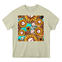 Mossy baseball leopard turquoise sunflower seamless pattern Heavy Core Tee - JahusDesignShop