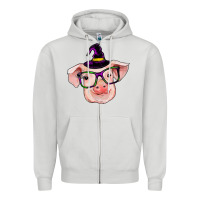 Dove Grey pig with halloween Zipper Hoodie - RanaPortraitStore