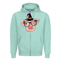 Seafoam pig with halloween Zipper Hoodie - RanaPortraitStore