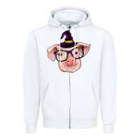 White pig with halloween Zipper Hoodie - RanaPortraitStore
