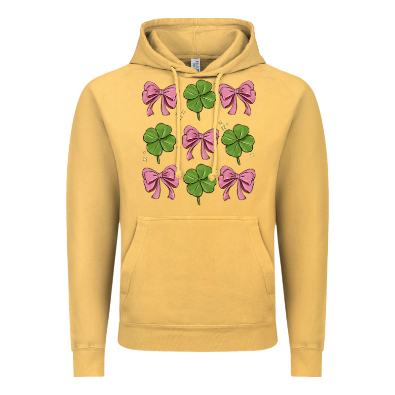 Coquette Bow Clover St. Patrick's Day Vintage Hoodie by MaliasSmallBusiness | Teevron