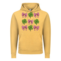Vintage Mustard coquette bow clover st. patrick's day Vintage Hoodie - MaliasSmallBusiness