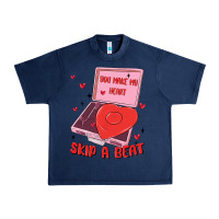 Navy heart record player Urban Heavy Tee - MaliasSmallBusiness