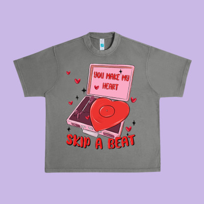 Heart Record Player Urban Heavy Tee Designed By Maliassmallbusiness
