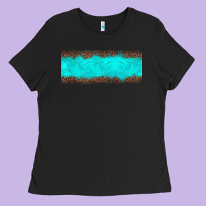 Turquoise Leopard Ladies Tee Designed By Jahusdesignshop