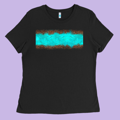 Turquoise Leopard Ladies Tee Designed By Jahusdesignshop