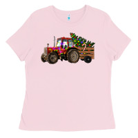 Bubblegum Pink christmas farm Ladies Tee - RanaPortraitStore