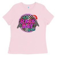 Bubblegum Pink it's race day y'all Ladies Tee - AdoDesignShop