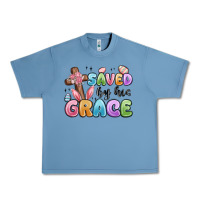 Pebble Blue saved by his grace Urban Heavy Tee - MaliasSmallBusiness