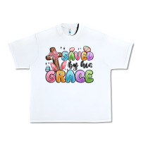 White saved by his grace Urban Heavy Tee - MaliasSmallBusiness