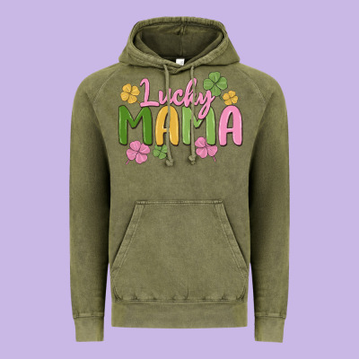 Lucky Mama Vintage Hoodie Designed By Maliassmallbusiness