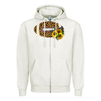 Oatmeal Heather Leopard Print Footbal Zipper Hoodie - Bettercallsaul