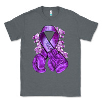 Charcoal Heather Domestic Violence Warrior purple ribbon Classic Tee - NancyCooperArtShop
