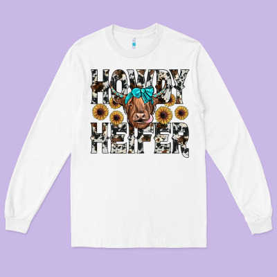 Howdy Heıfer Long Sleeve Tee Designed By Jahusdesignshop