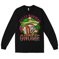 Black Feliz Navidad gnome Long Sleeve Tee - NancyCooperArtShop