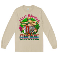 Mushroom Feliz Navidad gnome Long Sleeve Tee - NancyCooperArtShop