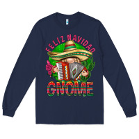 Navy Feliz Navidad gnome Long Sleeve Tee - NancyCooperArtShop