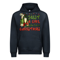 Navy just a girl who loves christmas Urban Hoodie - BundleAndBundleShop