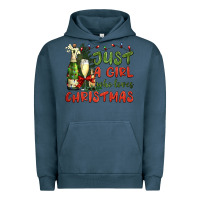 Pigment Midnight Navy just a girl who loves christmas Urban Hoodie - BundleAndBundleShop