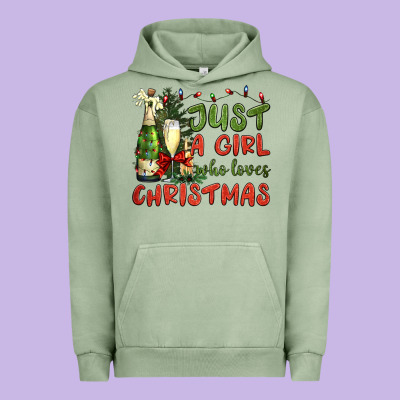 Just A Girl Who Loves Christmas Urban Hoodie Designed By Bundleandbundleshop