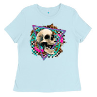 Baby Blue race skull Ladies Tee - AdoDesignShop