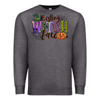 Charcoal Heather resting witch face Premium Sweatshirt - CowGirlArtShop