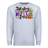 Heather Grey resting witch face Premium Sweatshirt - CowGirlArtShop