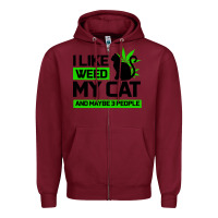 Burgundy Cat Weed I Like My Cat Gift Zipper Hoodie - Bettercallsaul