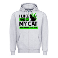 Heather Grey Cat Weed I Like My Cat Gift Zipper Hoodie - Bettercallsaul