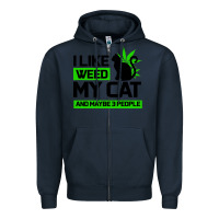 Navy Cat Weed I Like My Cat Gift Zipper Hoodie - Bettercallsaul