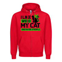 Red Cat Weed I Like My Cat Gift Zipper Hoodie - Bettercallsaul