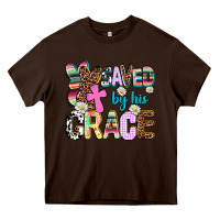 Chocolate Brown saved by his grace Heavy Core Tee - AdoDesignShop