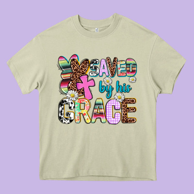 Saved By His Grace Heavy Core Tee Designed By Adodesignshop