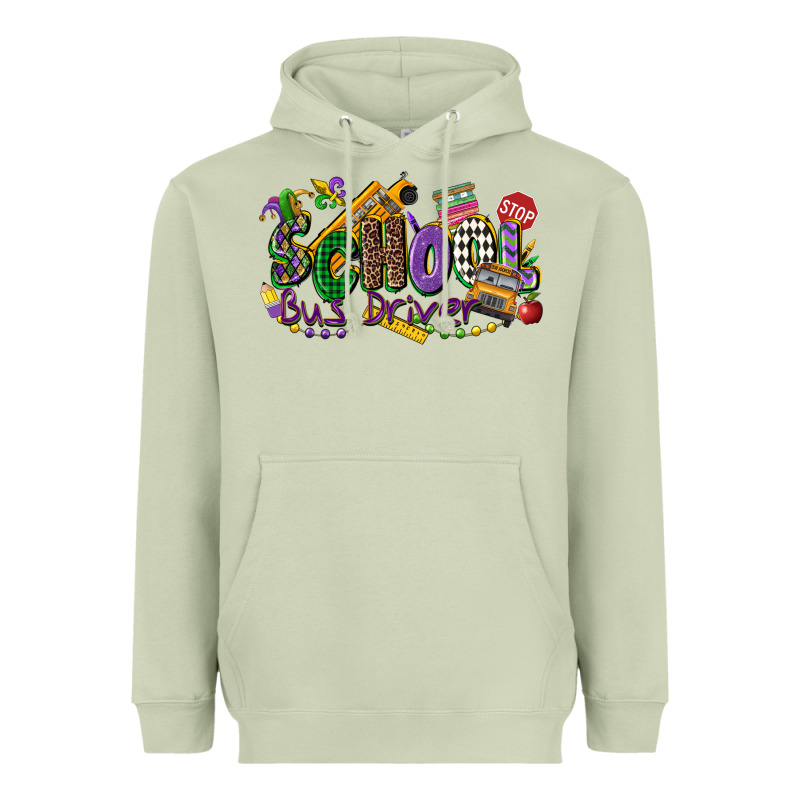 School Bus Driver Mardi Gras Heavyweight Hoodie by CowGirlArtShop | Teevron