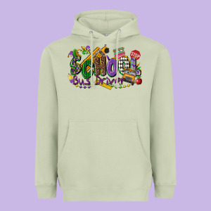 School Bus Driver Mardi Gras Heavyweight Hoodie Designed By Cowgirlartshop