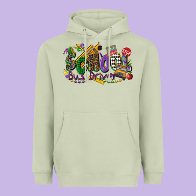 School Bus Driver Mardi Gras Heavyweight Hoodie Designed By Cowgirlartshop